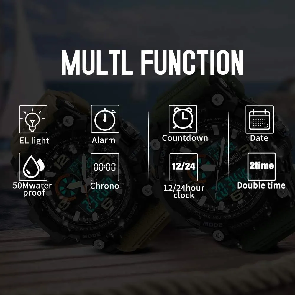 Watches LED Screen Large Face allay sailfish readability Stopwatch Alarm Wristwatch SKMEI Men's Digital Sports Watch, Military Waterproof 