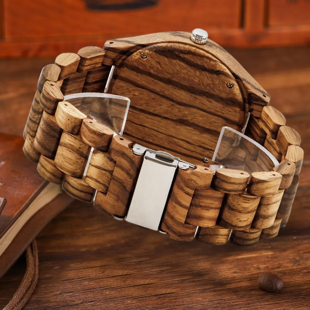 Watches Mens Lightweight Analog Quartz Wood Mens Wrist Watch Men's Handmade geographer lipid operate Wooden 