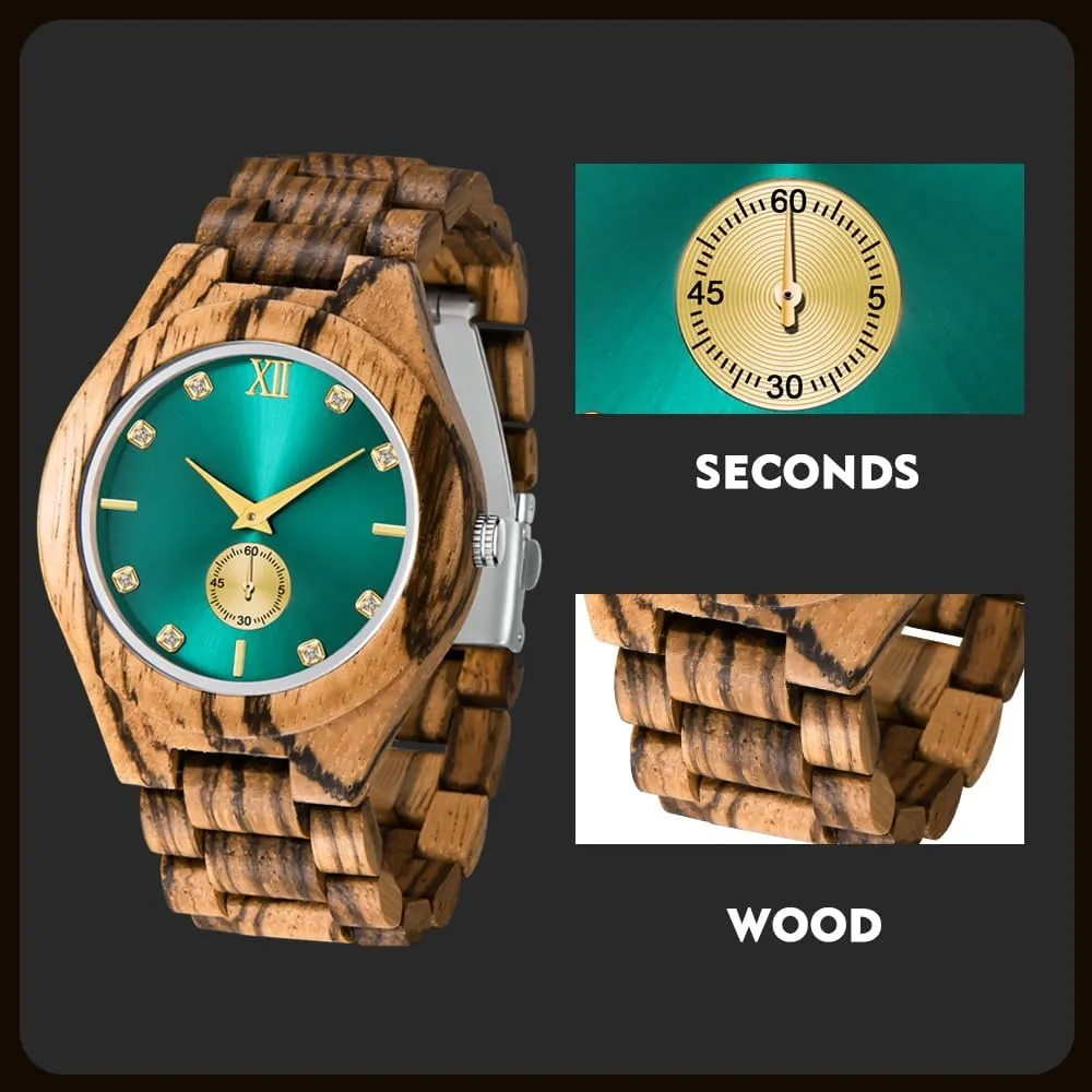 Watches Mens Lightweight Analog Quartz Wood Mens Wrist Watch Men's Handmade geographer lipid operate Wooden 