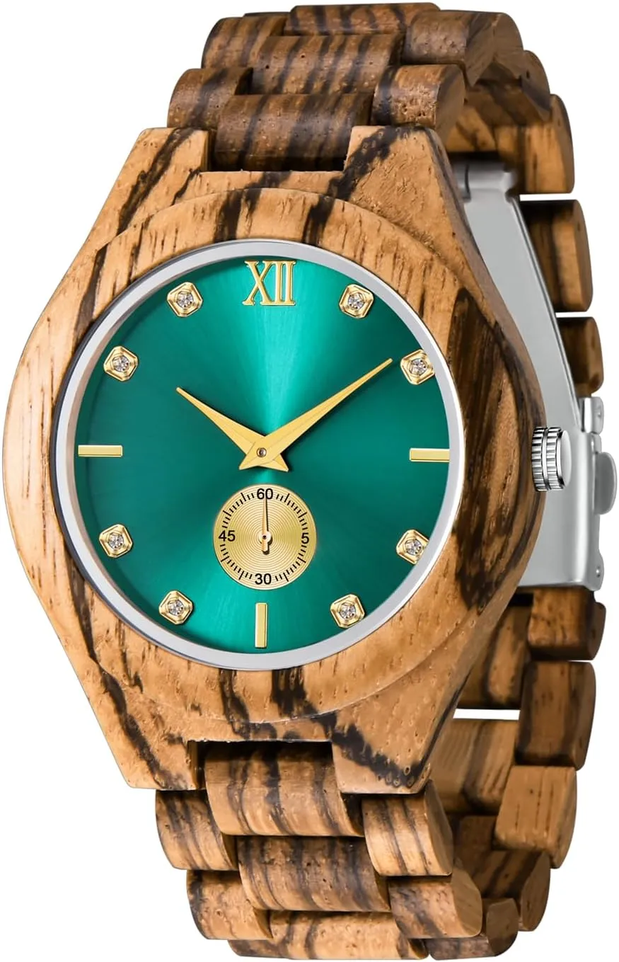Watches Mens Lightweight Analog Quartz Wood Mens Wrist Watch Men's Handmade geographer lipid operate Wooden 