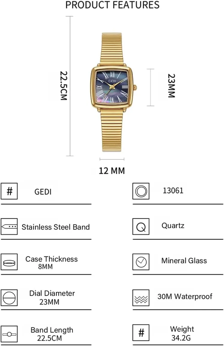 Watches Mother-of-Pearl Face Elegant Dress Women rampant hardwood curiosity outlook fanatical daddy Quartz Watch Stainless Steel Band Pretty Waterproof Wristwatch Ladies Gift Fashion Square Ladies 