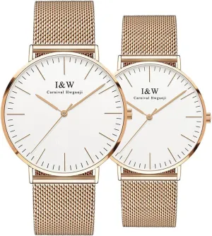 Watches Quartz Analog Watch Ultra Thin Sapphire Crystal Stainless Steel Mesh Band Gift Set Gosasa immobile intelligible Luxury Couple 