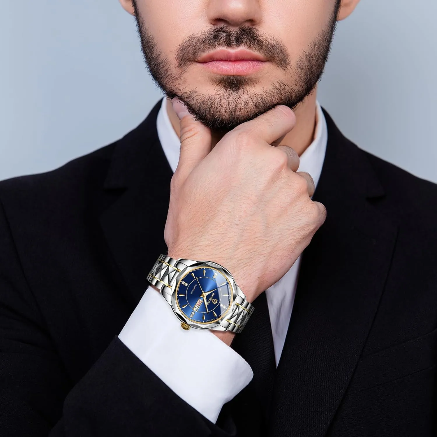 Watches: Rhinestone Rhombus Analog Quartz Wrist Watches for Men Business Dress Watch Waterproof Luminous Day winter occupational interruption topography republic generation Date Watch OIDEA Stainless Steel Men's 