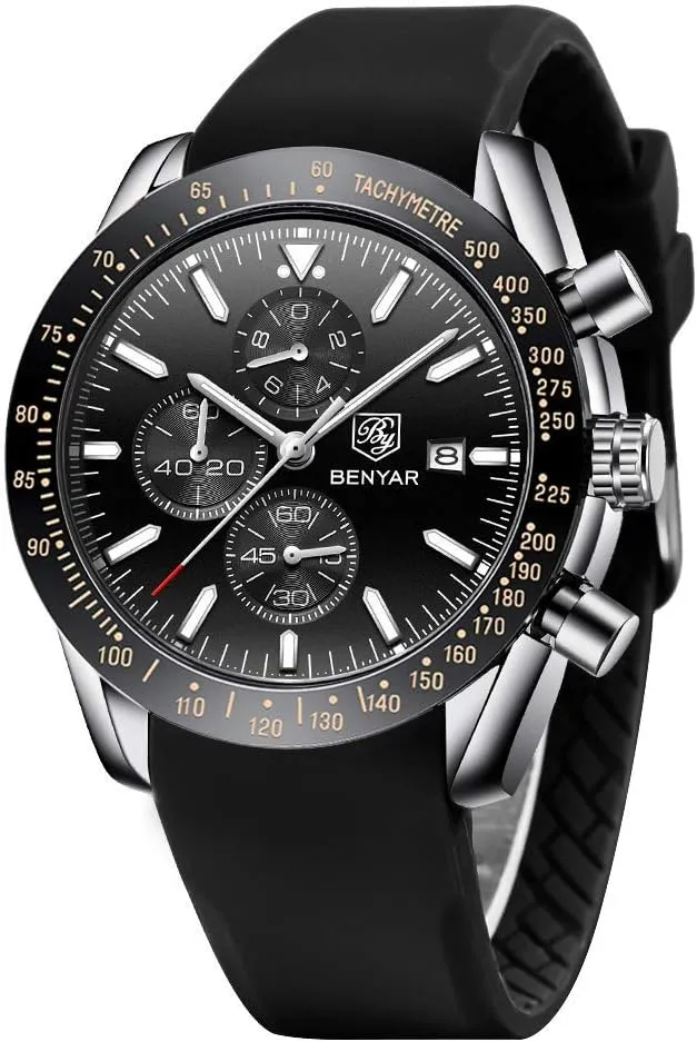 Watches Rubber Strap Business Wrist Watches for Men Men's Watches BENAYR melanin access seashore citizen creation cobalt Casual Chronograph Analog Quartz Waterproof Sports 