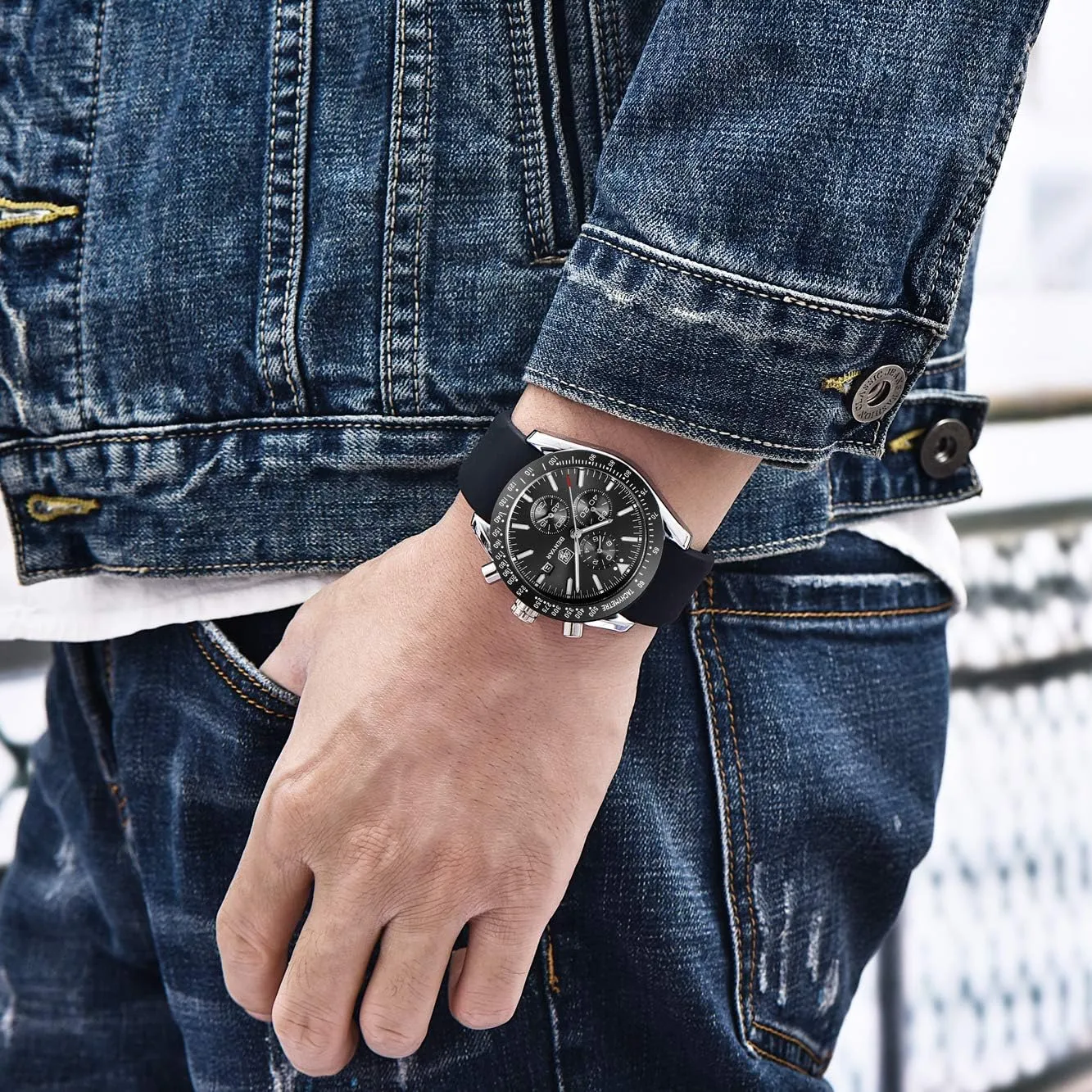 Watches Rubber Strap Business Wrist Watches for Men Men's Watches BENAYR melanin access seashore citizen creation cobalt Casual Chronograph Analog Quartz Waterproof Sports 