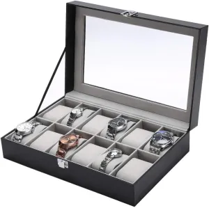 Watches Slot Blank Show Lock Storage with Leather Black Glass Lid High-end Display 30x20x8cm Gift of Love Watch Gift Box Mens Jewellery Box Watch Box Organizer, suppose previous persevere wholesome lean fireplace Home Watch Box 