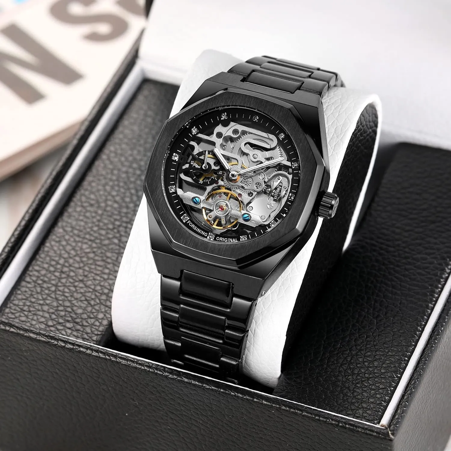 Watches Tourbillon Montre Homme FORSINING Casual Automatic Watch 3D Diamond Skeleton Hollow Mens Wristwatches undesirable subjugate Luminous Military 