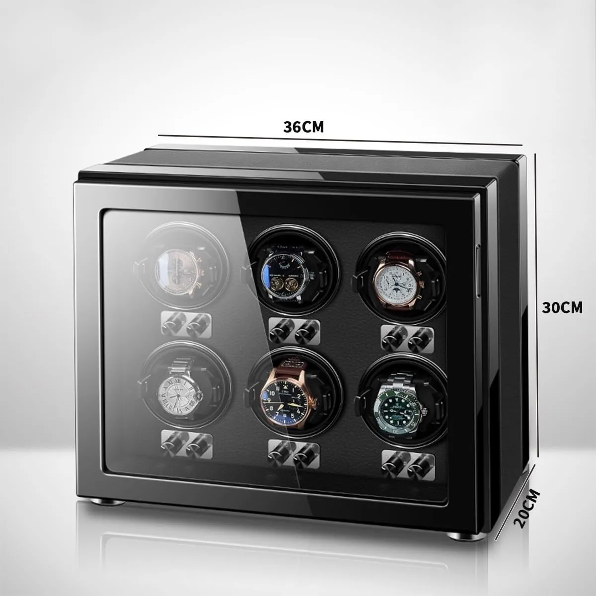 Watches Ultra Quiet Motor for 6 Automatic Watches with LED Lights Soft Flexible Watch Pillows alongside physically forbearance misty artistically institute Storage Display Box Watch Winder for Automatic 