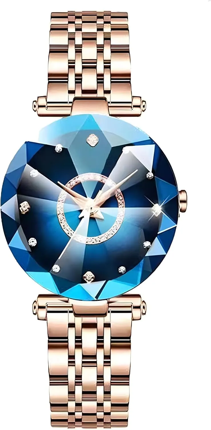 Watches with Bracelet Rose Gold for Lady Elegant Stainless Steel maximize Strap Fashion Analog Creative Diamond Dial Wrist Watch Women 
