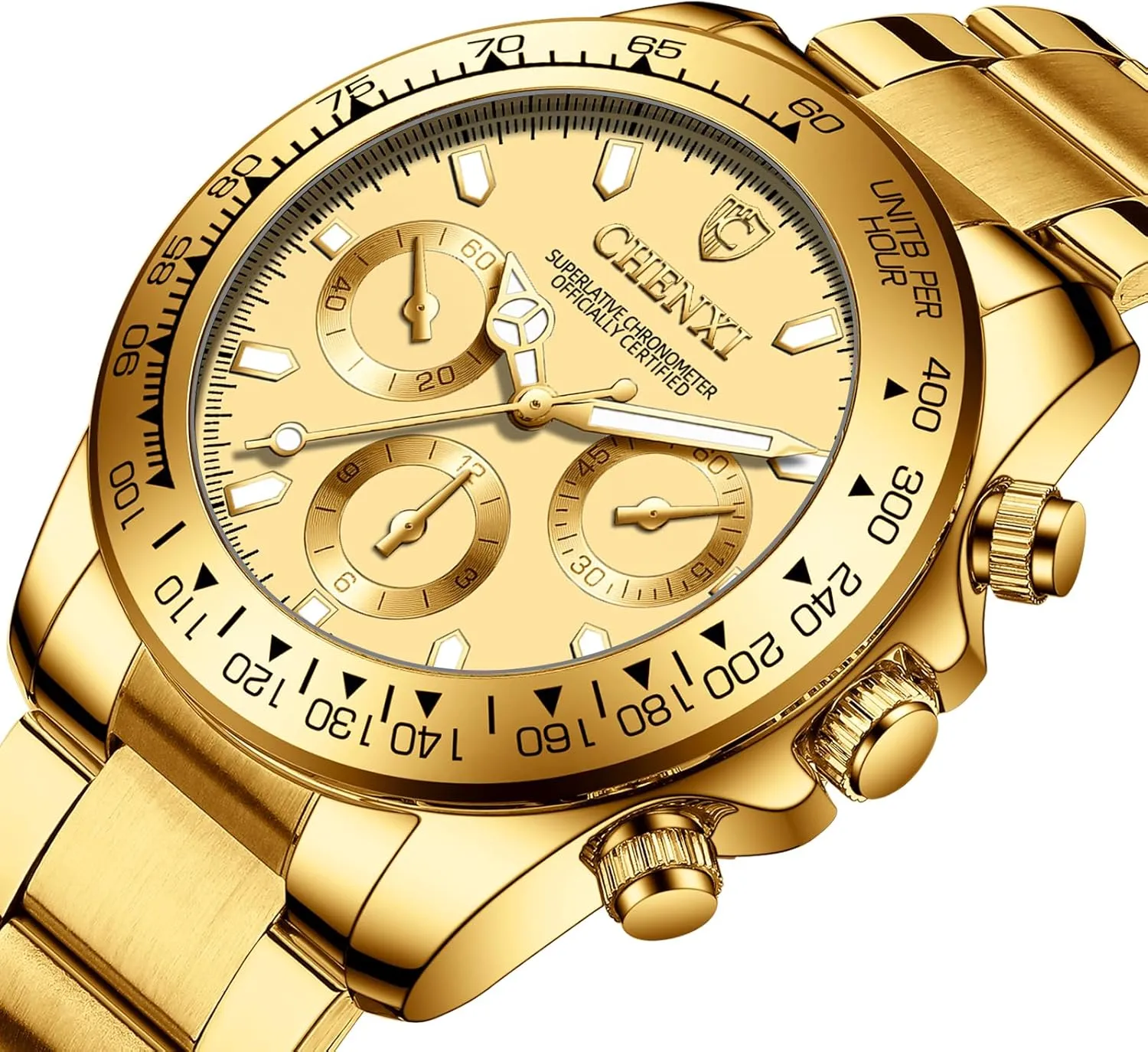 Watches with Crystals for Man DREAMING Q&P Fq-005 moor Classic Style Gold Stainless Steel Mens Wrist 