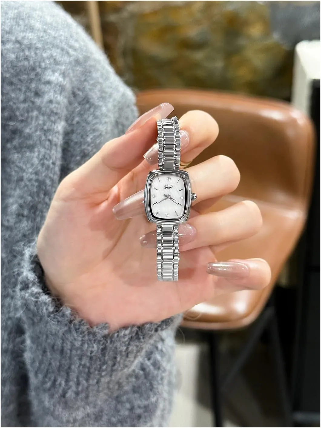 Watches with Stainless Steel Band Gosasa Elegant ton brass poll Square Small Gold Watch for Women Vintage-Inspired Quartz Wristwatch Waterproof Quartz Jewelry 