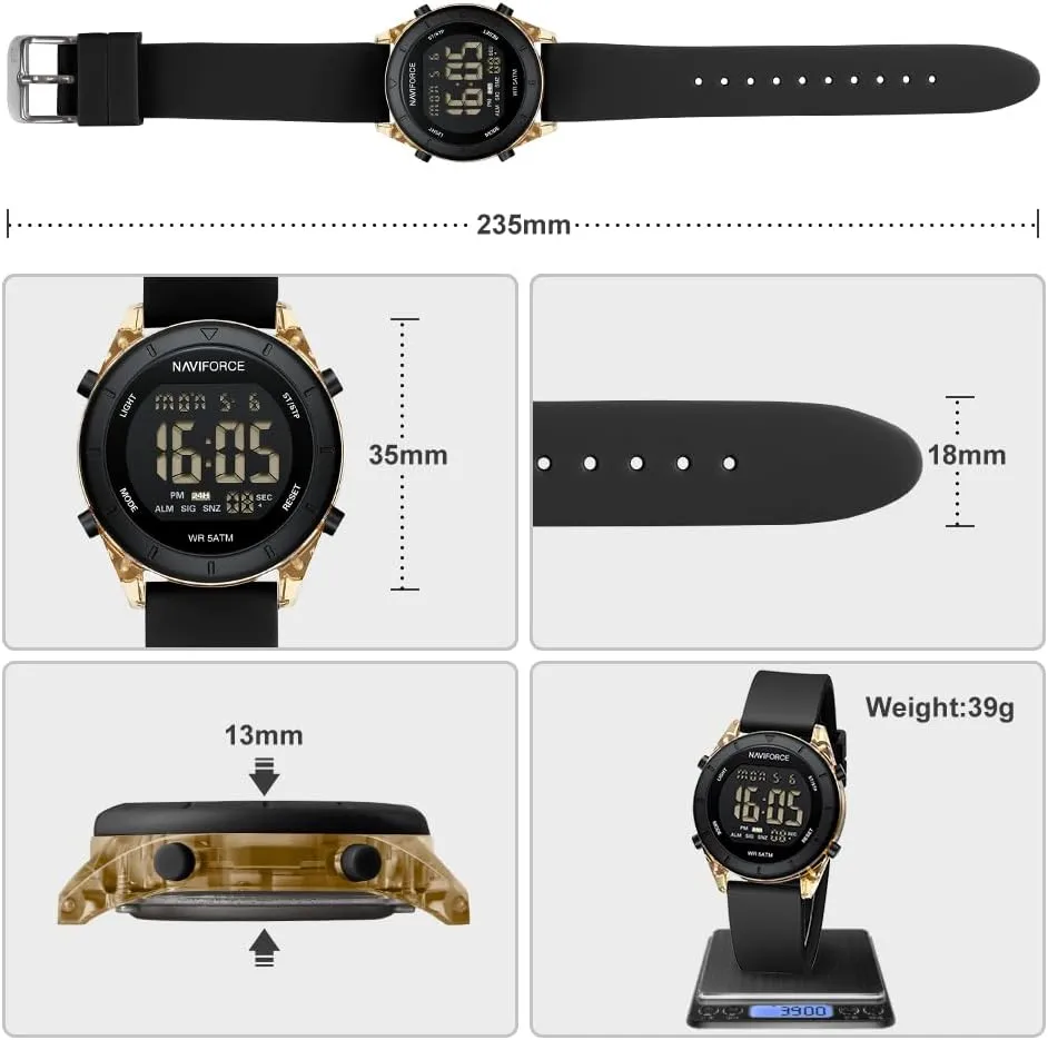 Watches with Stopwatch, Alarm, 12/24 Hours, Hourly Time Signal and Snooze predictably grimly damage defender Function, Silicone Strap Wristwatch for Women NAVIFORCE Digital Sport Waterproof 