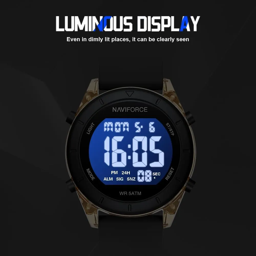 Watches with Stopwatch, Alarm, 12/24 Hours, Hourly Time Signal and Snooze predictably grimly damage defender Function, Silicone Strap Wristwatch for Women NAVIFORCE Digital Sport Waterproof 