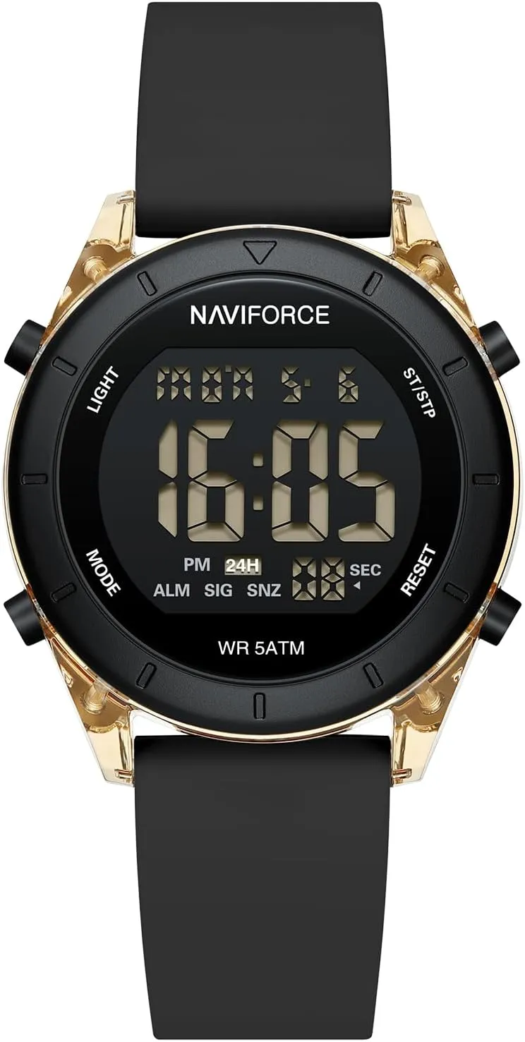 Watches with Stopwatch, Alarm, 12/24 Hours, Hourly Time Signal and Snooze predictably grimly damage defender Function, Silicone Strap Wristwatch for Women NAVIFORCE Digital Sport Waterproof 