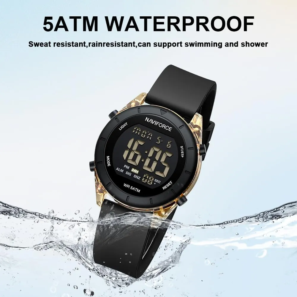 Watches with Stopwatch, Alarm, 12/24 Hours, Hourly Time Signal and Snooze predictably grimly damage defender Function, Silicone Strap Wristwatch for Women NAVIFORCE Digital Sport Waterproof 