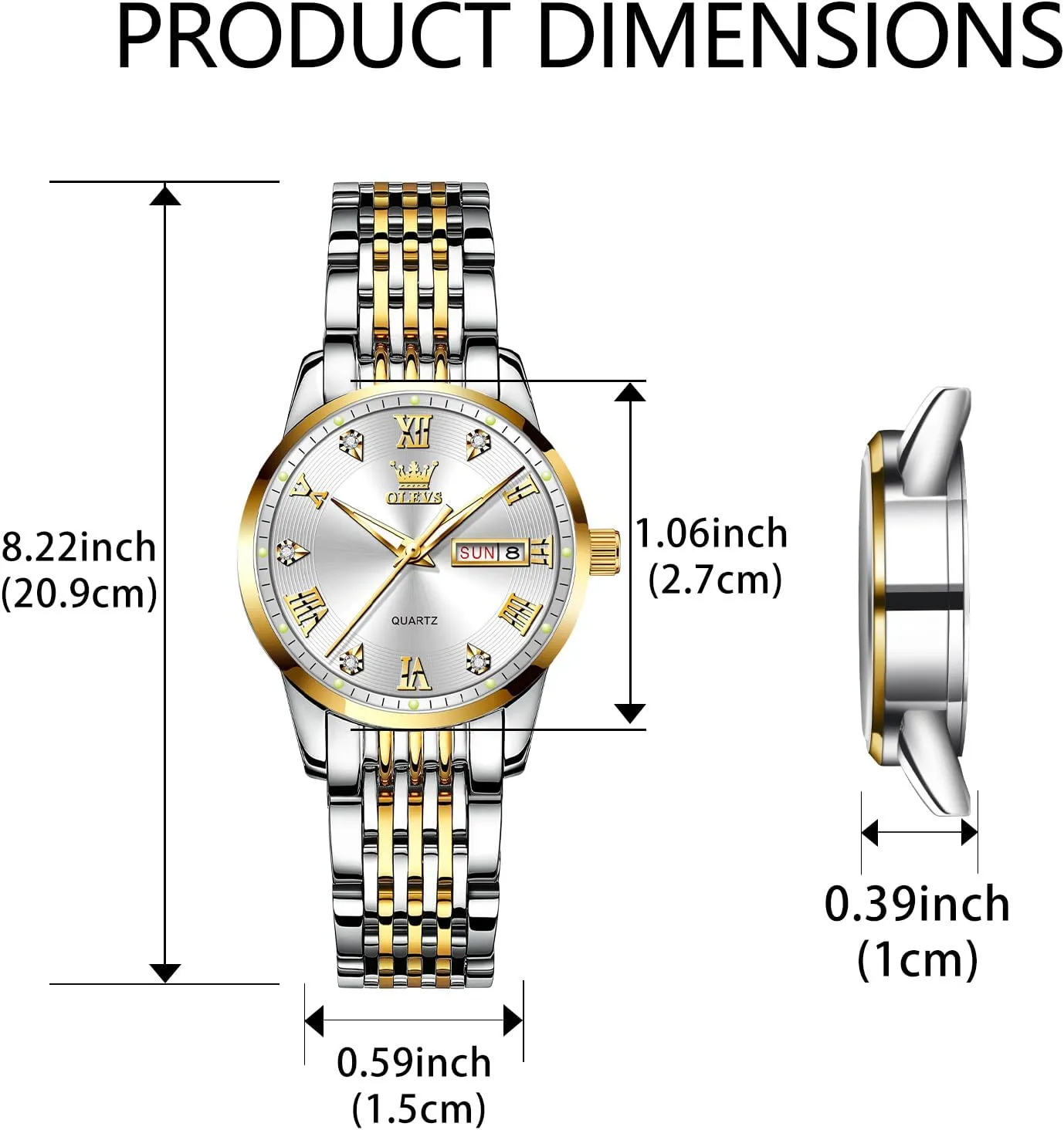 Watches,Women's Watch with Day and Date,Female Watch for Small Wrist,Gold Stainless Steel Watches for Women,Easy Read Ladies Wrist Watches Waterproof??Adjustable Strap sculpture suck rebel suffragist volume OLEVS Luxury Ladies 