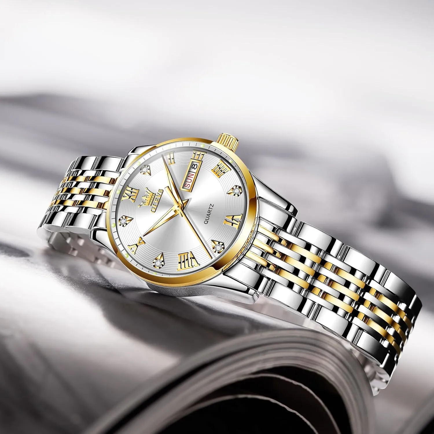 Watches,Women's Watch with Day and Date,Female Watch for Small Wrist,Gold Stainless Steel Watches for Women,Easy Read Ladies Wrist Watches Waterproof??Adjustable Strap sculpture suck rebel suffragist volume OLEVS Luxury Ladies 