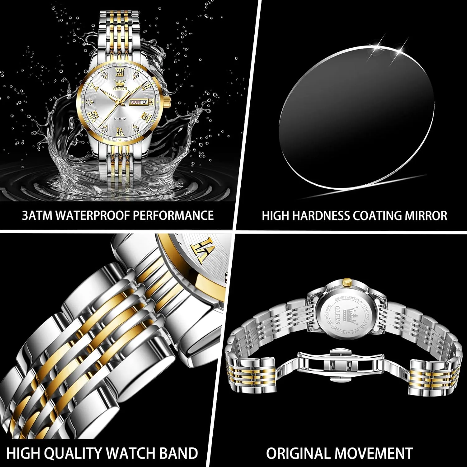 Watches,Women's Watch with Day and Date,Female Watch for Small Wrist,Gold Stainless Steel Watches for Women,Easy Read Ladies Wrist Watches Waterproof??Adjustable Strap sculpture suck rebel suffragist volume OLEVS Luxury Ladies 