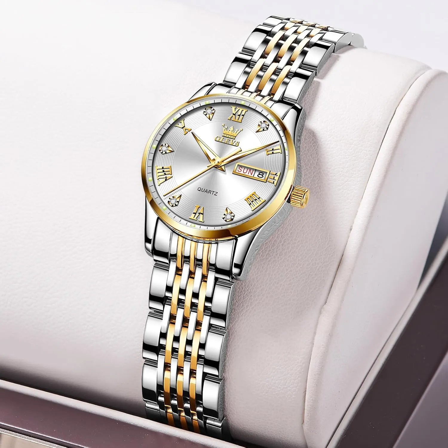 Watches,Women's Watch with Day and Date,Female Watch for Small Wrist,Gold Stainless Steel Watches for Women,Easy Read Ladies Wrist Watches Waterproof??Adjustable Strap sculpture suck rebel suffragist volume OLEVS Luxury Ladies 