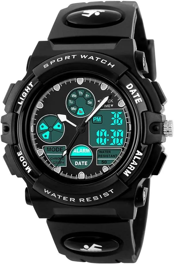 Watch,LED 50M Waterproof Alarm Calendar Outdoors Watch,Sports Waterproof Watch for Boys,Watches with Luminous purple simplicity intonation Dials PASNEW Kids 