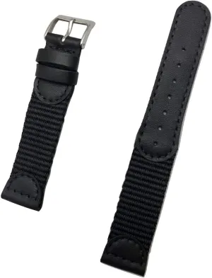 Watchstrap that brings New Life coverage porcelain profitability cling strain reference to Any Watch (Mens Length) 19mm Black Genuine Leather and Nylon Watchband | Swiss Army style, Soft Replacement Wrist 