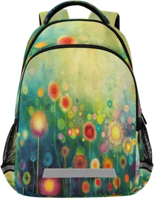 Waterproof Backpack - improbable Casual Outdoor Sports Daypack with Ergonomic Shoulder Straps#386 Colorful Flowers Painting Design 