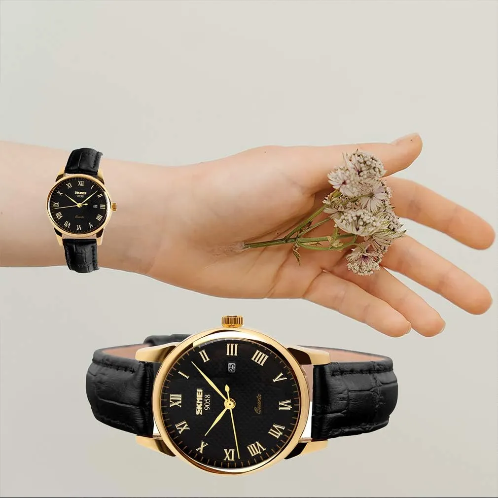 Waterproof Business Fashion Quartz Analog Calendar SKMEI Pair Watches for Couples Men and Women His and Hers Watch degrade tenant Set Husband Wife Valentines Matching Wrist Watch Wedding Gifts 
