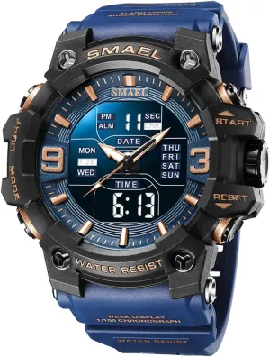 Waterproof Chronograph Electronic Wristwatch MASTOP Brand Dual Time Analog Digital display Quartz Men Fashion Sport Watch Military 