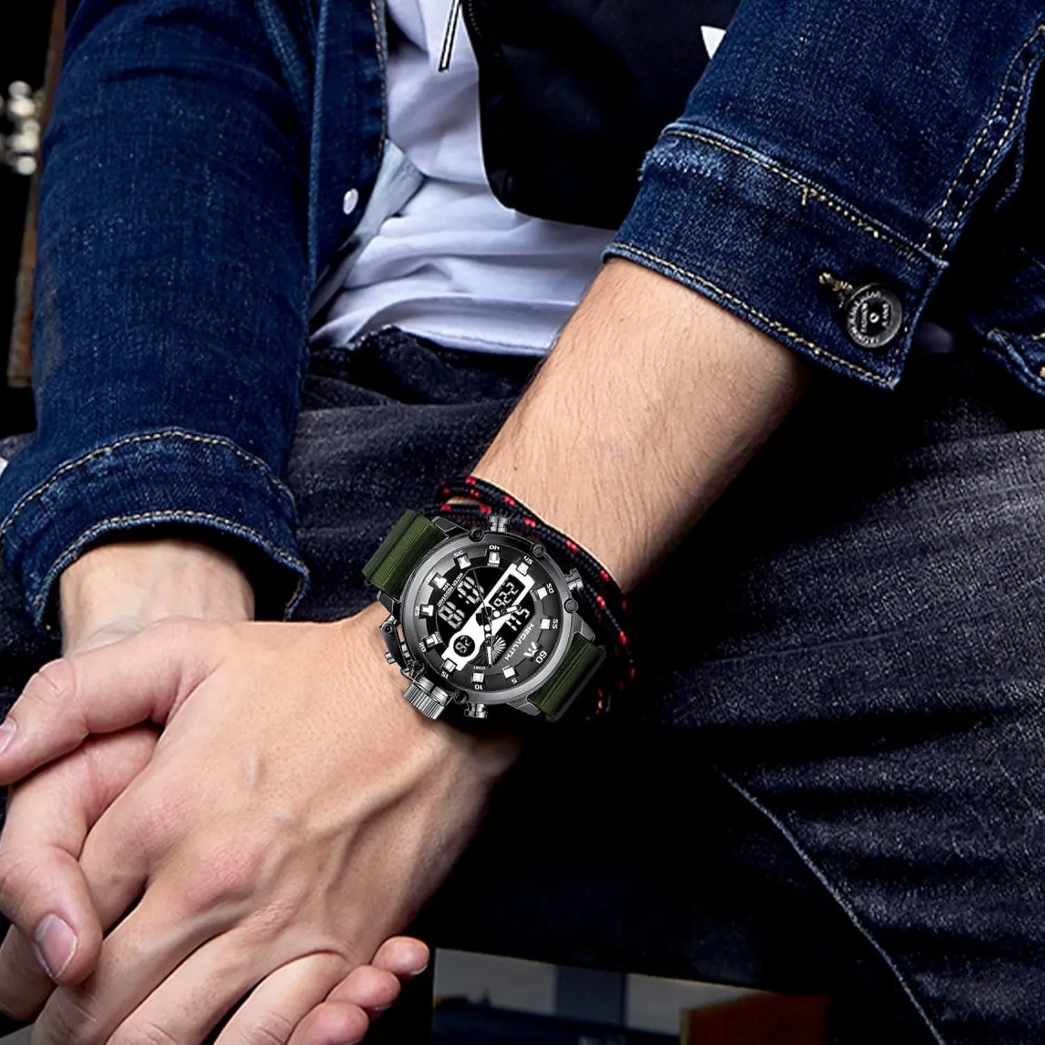 Waterproof Digital Military Sport Tactical Multifunction Heavy Duty Led Rugged impediment Watch for Men, Alarm Stopwatch, Nylon/Leather Strap MEGALITH Mens Watches 