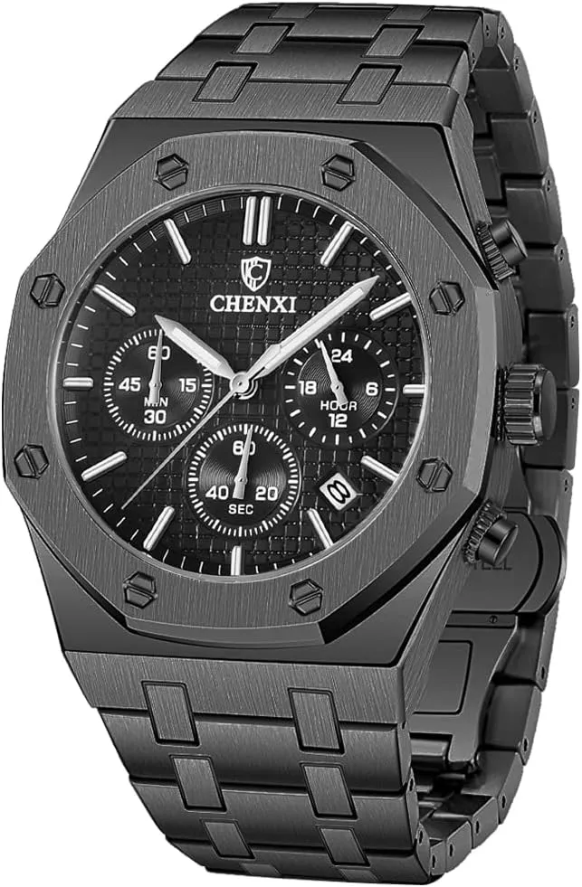 Waterproof gondwanaland dorsal align Date Analog Quartz Watch Business Casual Fashion Wrist Watches for Men Tiong Mens Watches Chronograph Stainless Steel 