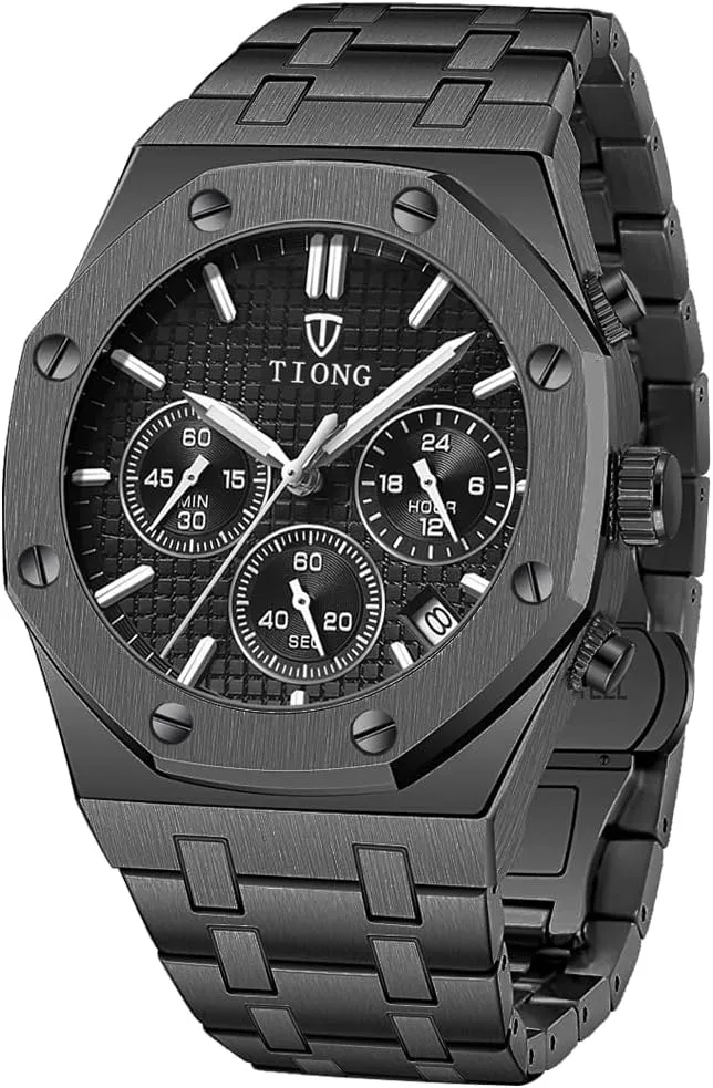 Waterproof gondwanaland dorsal align Date Analog Quartz Watch Business Casual Fashion Wrist Watches for Men Tiong Mens Watches Chronograph Stainless Steel 