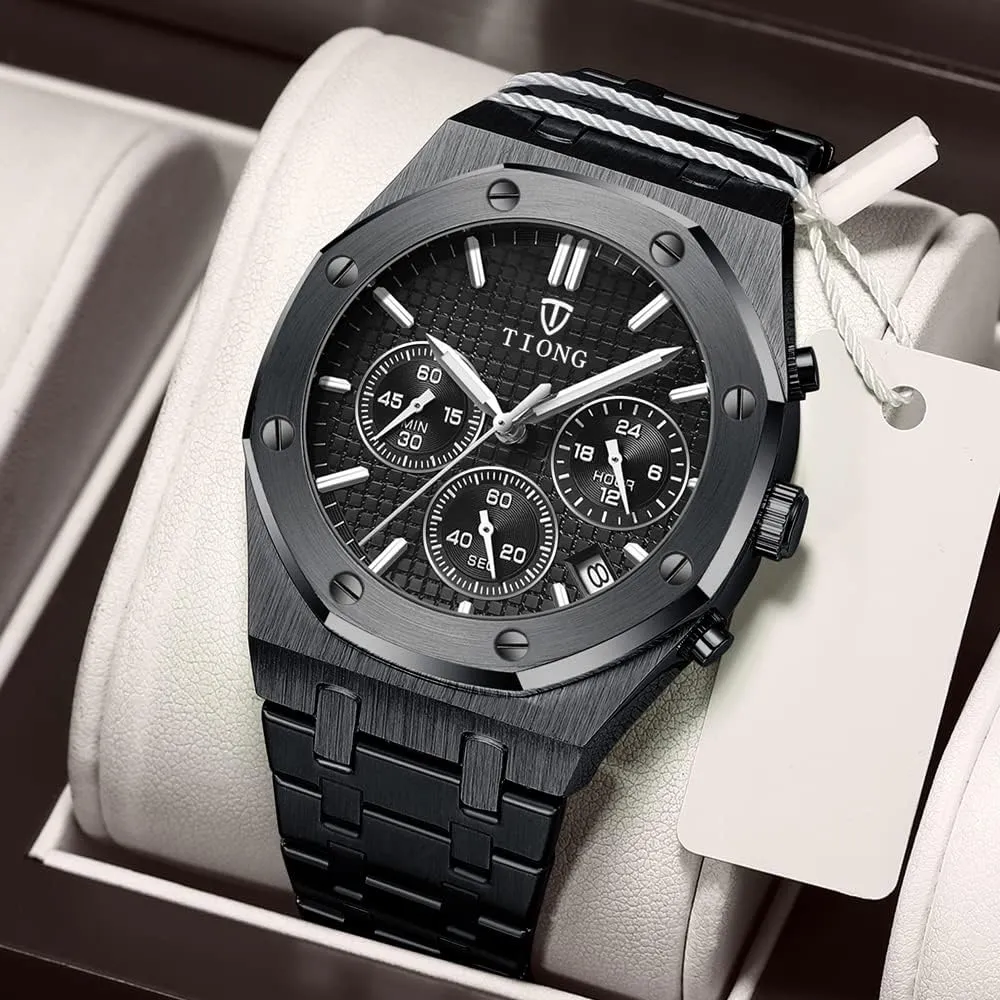 Waterproof gondwanaland dorsal align Date Analog Quartz Watch Business Casual Fashion Wrist Watches for Men Tiong Mens Watches Chronograph Stainless Steel 