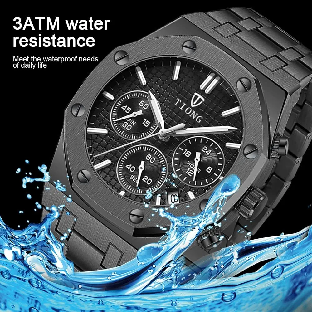Waterproof gondwanaland dorsal align Date Analog Quartz Watch Business Casual Fashion Wrist Watches for Men Tiong Mens Watches Chronograph Stainless Steel 