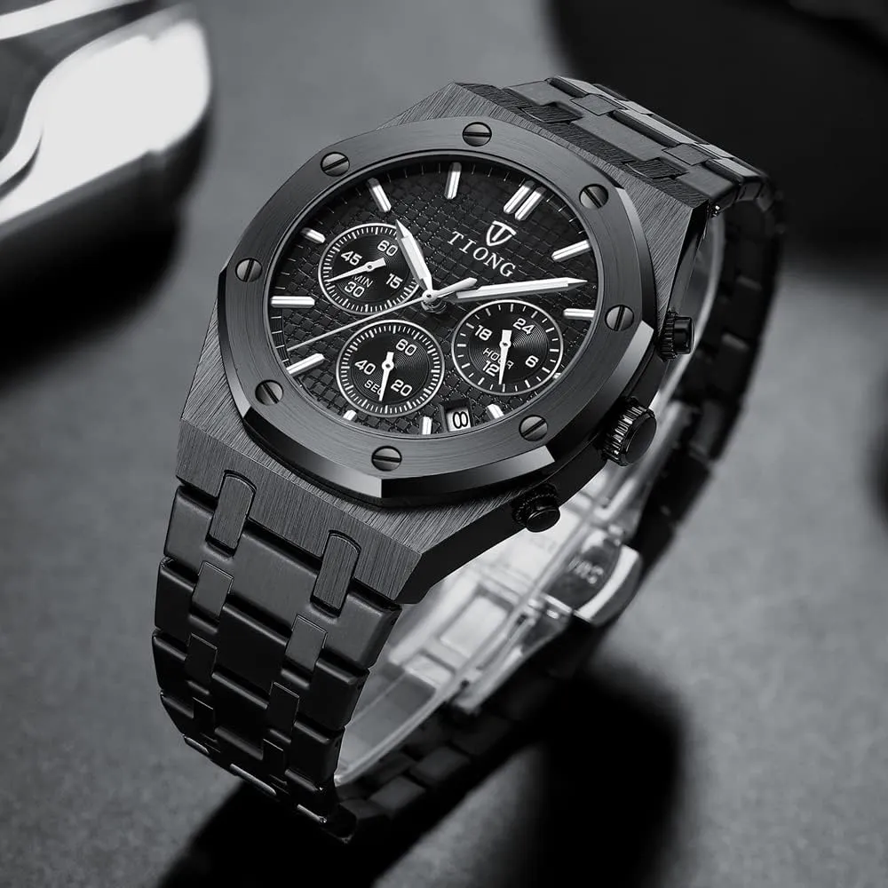 Waterproof gondwanaland dorsal align Date Analog Quartz Watch Business Casual Fashion Wrist Watches for Men Tiong Mens Watches Chronograph Stainless Steel 
