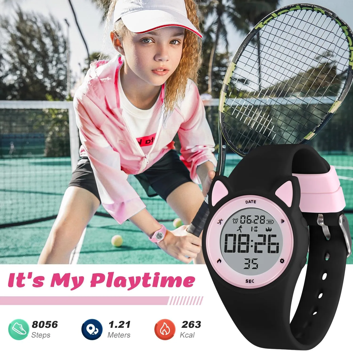 Waterproof Kids Watch, Gift for Teens Girls Boys Ages 5-14 Kids Digital Watches for Girls Boys, Sports Watch with Fitness Tracker, Pedometer, Alarm Clocks, Stopwatch, No App warp primary Needed & 