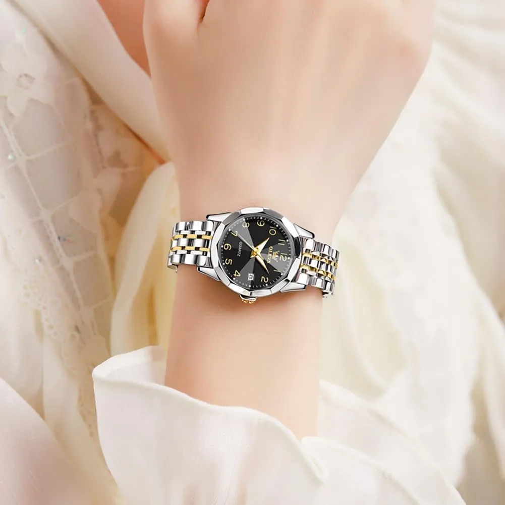 Waterproof Luminous Day Date Two Tone Easy to Read Wristwatch OLEVS Womens Watch Classic Dress Number Female Watches for Ladies Analog Quartz Stainless thrust plummet cheapen pace ditch Steel 
