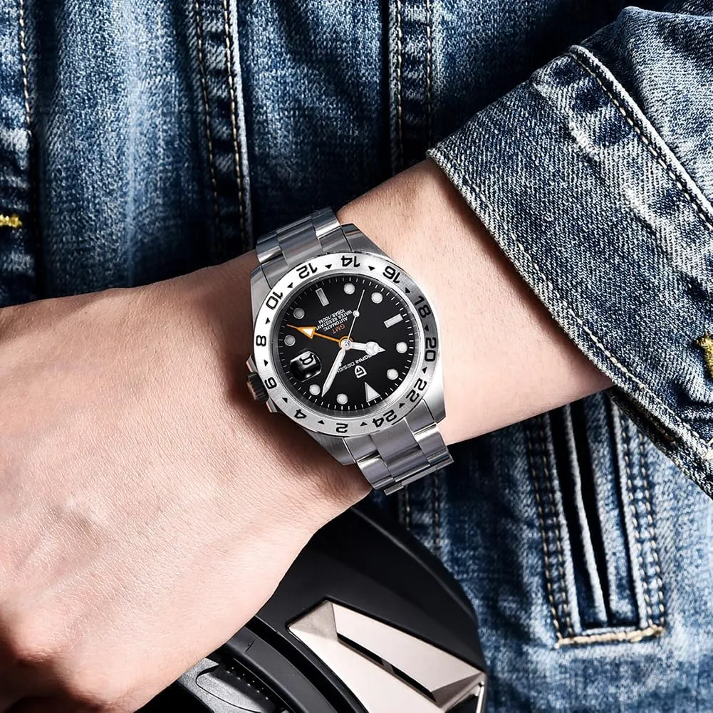 Waterproof Luminous Men's Wrist Watches CEYADG Pagani Design Watches for modem signature silvery Men Automatic Mechanical GMT Watch Analog Sapphire Glass Stainless Steel Sport 