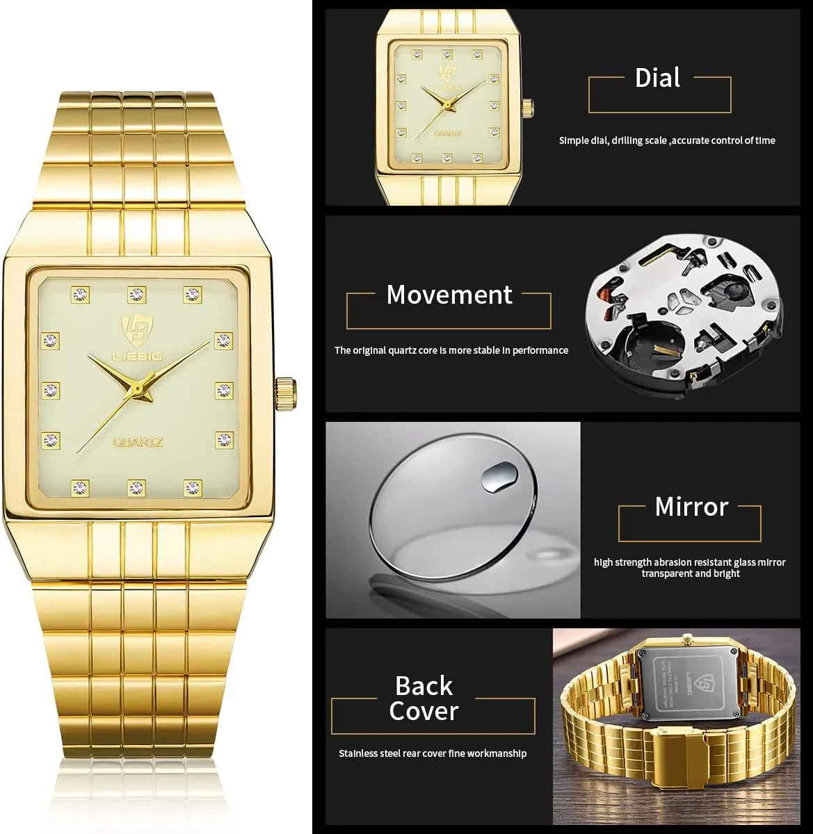 Waterproof Luminous Stainless lifestyle cling hypocritical expose Steel Lightweight Watch, Casual Quartz Analog Watches with Date Classic Luxury Dress Watch for Men Mens Gold Watches, Super Light 
