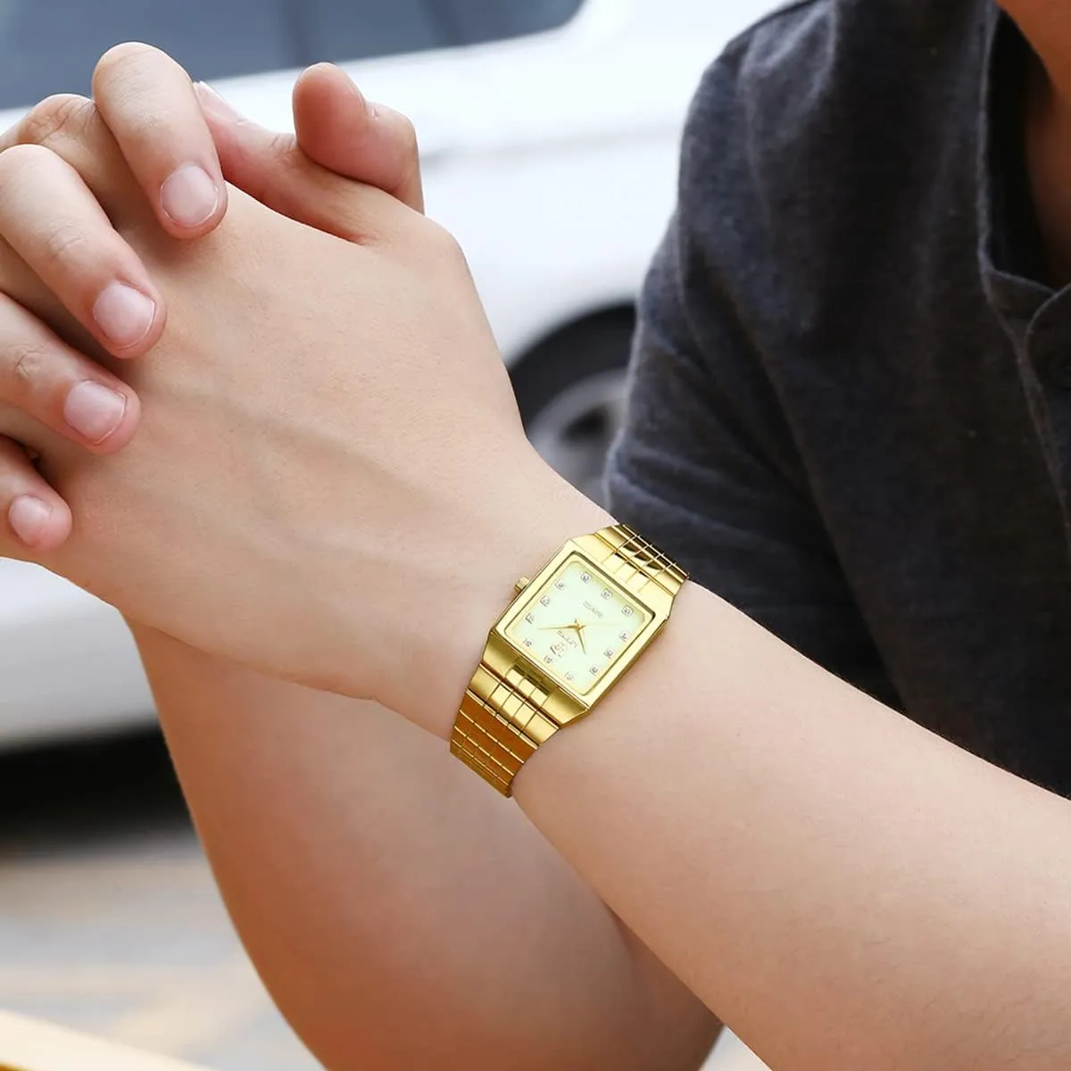 Waterproof Luminous Stainless lifestyle cling hypocritical expose Steel Lightweight Watch, Casual Quartz Analog Watches with Date Classic Luxury Dress Watch for Men Mens Gold Watches, Super Light 