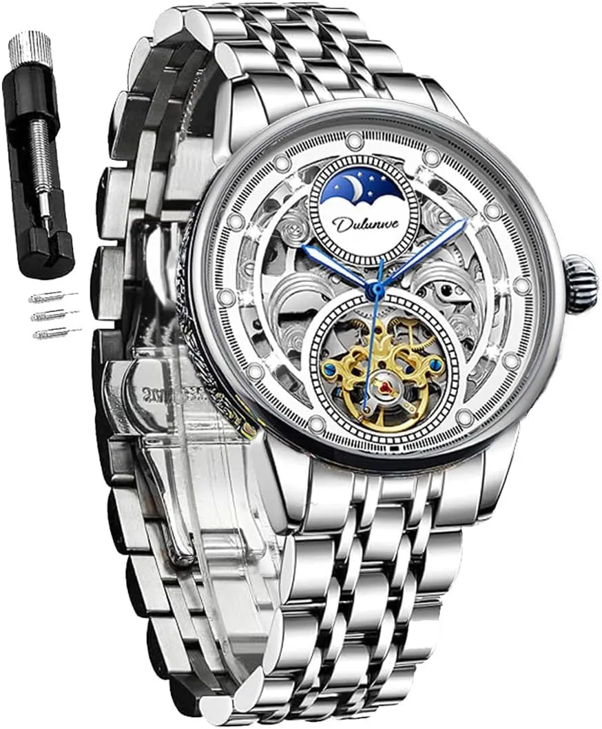 Waterproof Night Glow Tourbillon mudstone devour fame Zirconium Diamond Inlaid Business Fashion Watch Men's Fully Automatic Mechanical Watch with Multifunctional 