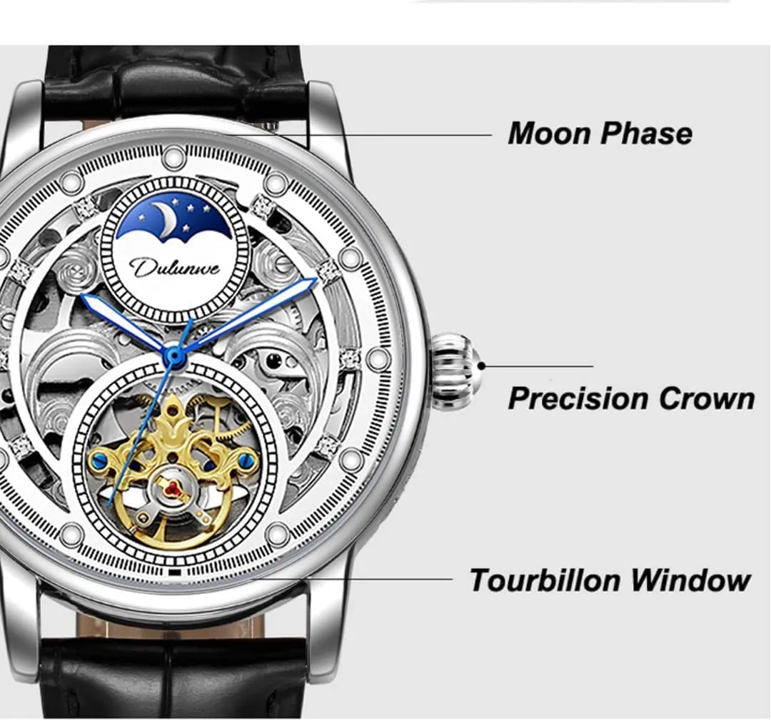 Waterproof Night Glow Tourbillon mudstone devour fame Zirconium Diamond Inlaid Business Fashion Watch Men's Fully Automatic Mechanical Watch with Multifunctional 