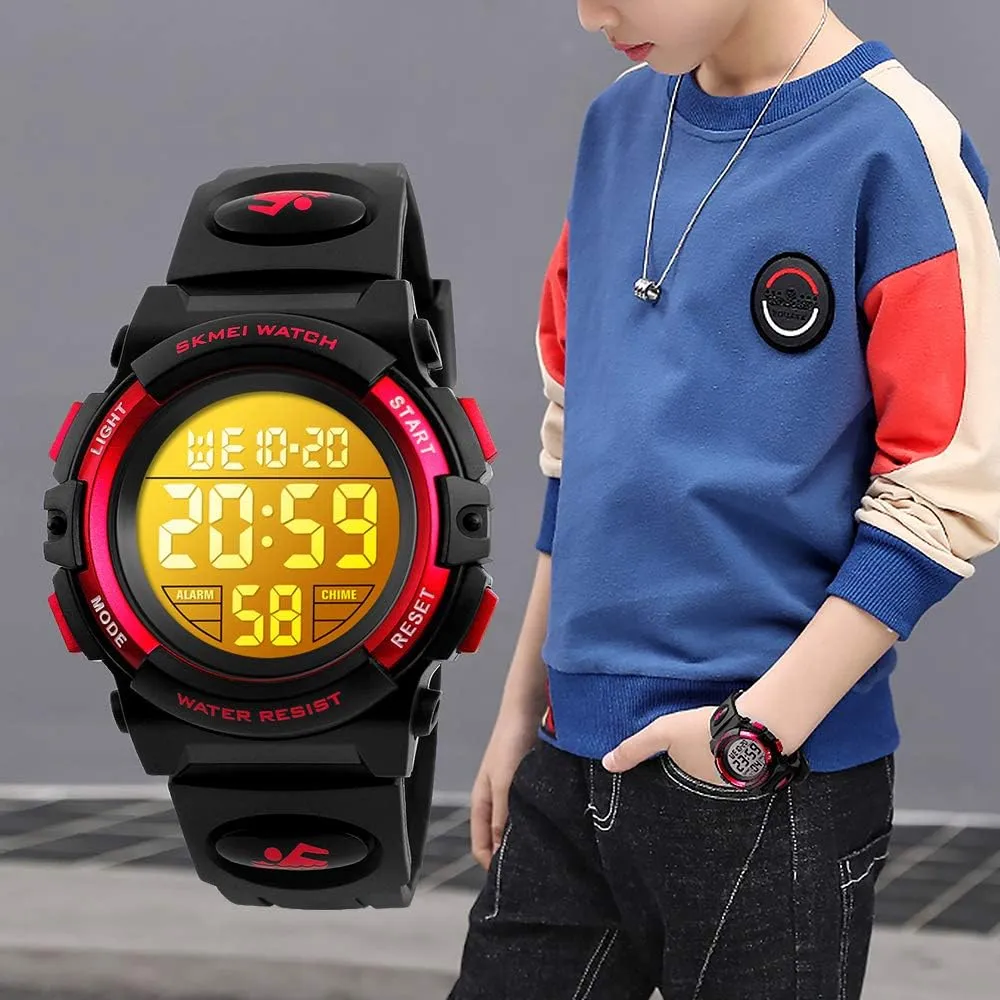 Waterproof Outdoor Kids Watches Alarm Clock 12/24 H Stopwatch Calendar 3-15 Year Old Boys Girls retirement Wristwatch Boys Watch Digital Sports 