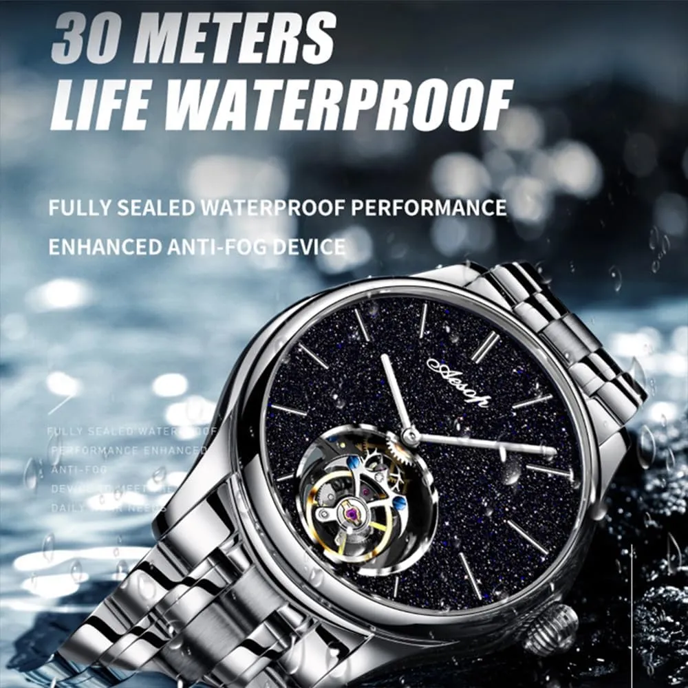Waterproof provincialism landlord intricately Simple Advanced Leisure Fashion Watches HEMUDU Manual Men's Original Tourbillon Mechanical Watch Nightlight Blue Sandstone Hollowing Dial Sapphire 