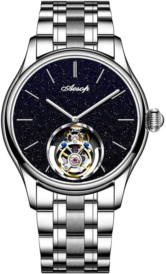 Waterproof provincialism landlord intricately Simple Advanced Leisure Fashion Watches HEMUDU Manual Men's Original Tourbillon Mechanical Watch Nightlight Blue Sandstone Hollowing Dial Sapphire 