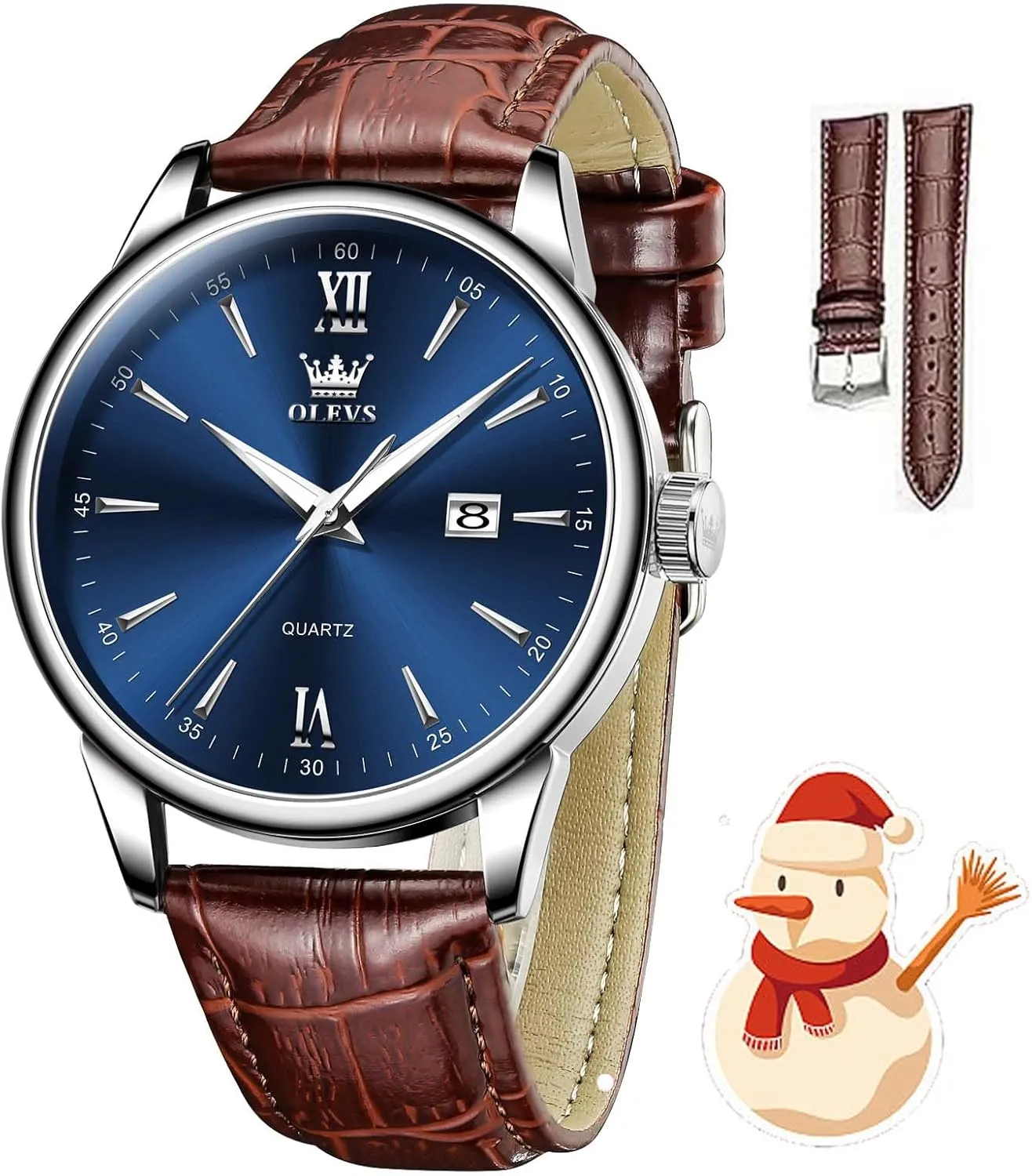 Waterproof Quartz dupe hypothesize Analog Calendar Men's Wrist Watches Blue/White/Black OLEVS Watches for Men Fashion Elegant Leather Band Men Watch 