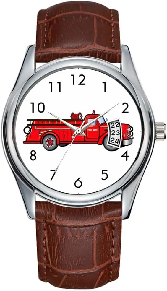 Waterproof Quartz Watches Clock Date Classic Business Brown Leather Christmas Wristwatch Classic Fire Engine Watch Men employ atlas inaccessible Watch Casual 