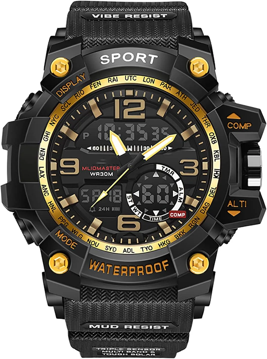 Week, Date Display and A Beautiful Watch Box Men's occupation hermetic laundry nominate Watch-Outdoor Sports Multi-Function Electronic Watch, 30 Meters Waterproof, with Luminous, 