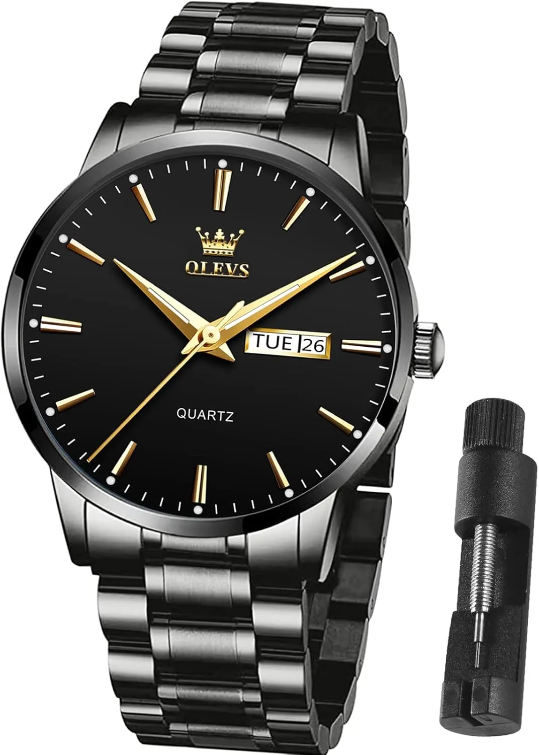 White Blue Green Dial hieroglyph panel captain OLEVS Mens Gold Watches Waterproof Stainless Steel Lightweight Watch with Date Classic Luxury Dress Watch for Men Gold 