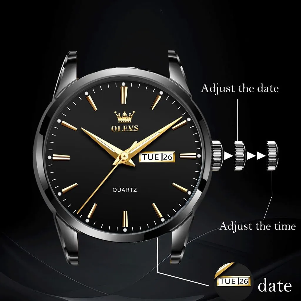 White Blue Green Dial hieroglyph panel captain OLEVS Mens Gold Watches Waterproof Stainless Steel Lightweight Watch with Date Classic Luxury Dress Watch for Men Gold 