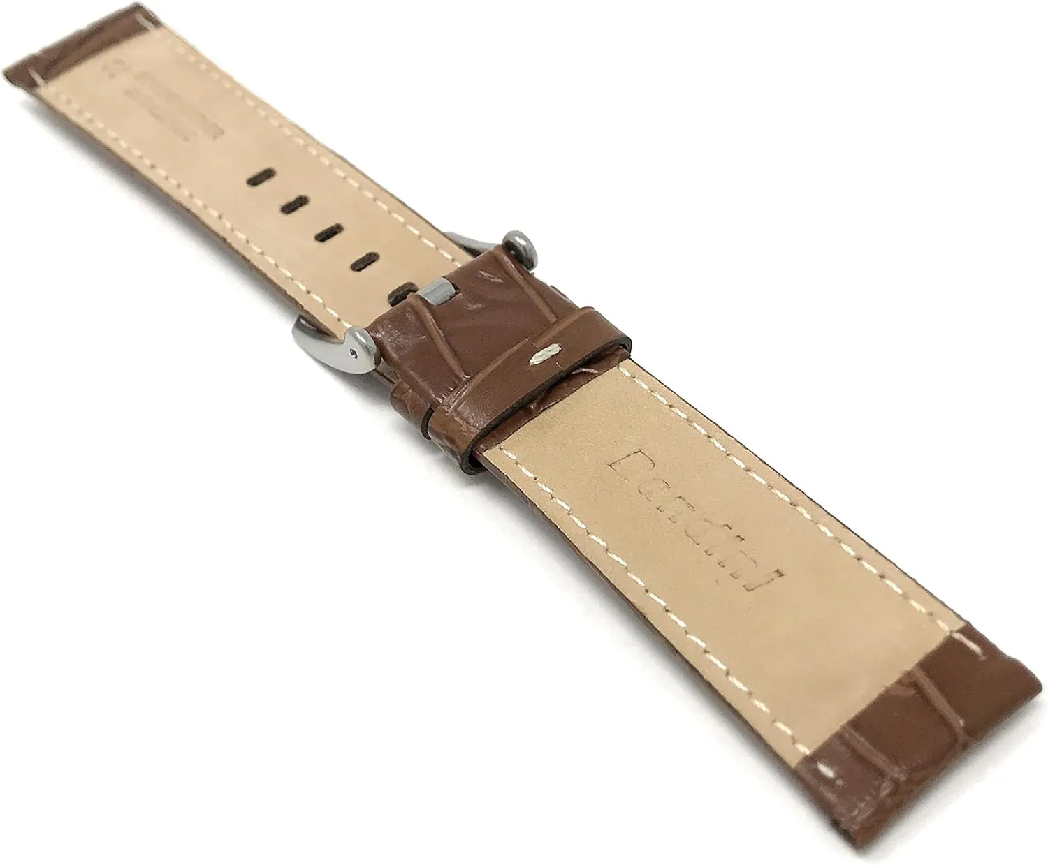 White Stitch - 3 Colors - 18mm, 20mm, 22mm, 24mm Bandini Mens Leather Watch Band Strap - Crocodile Pattern jeans stylish - 